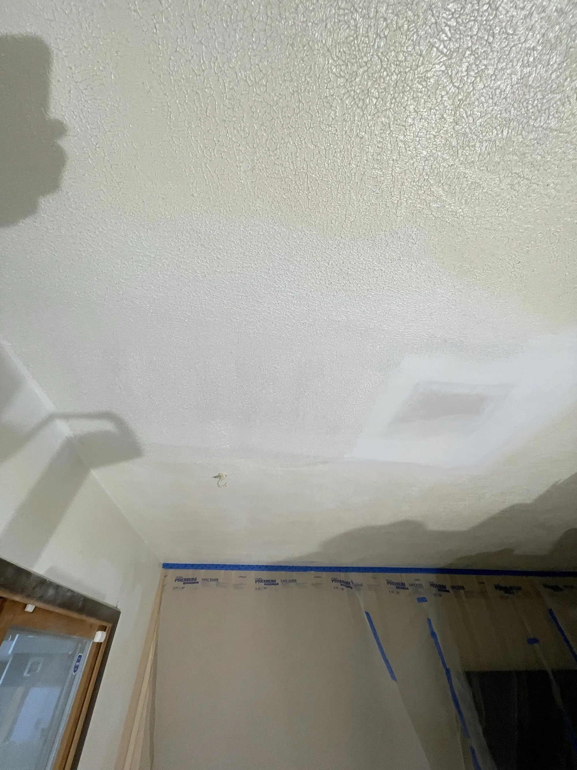Wall skim coated and taped, ready for primer