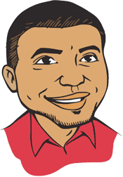 Frank's Painting cartoon logo, a caricature of Frank in a red collared shirt